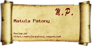 Matula Patony névjegykártya